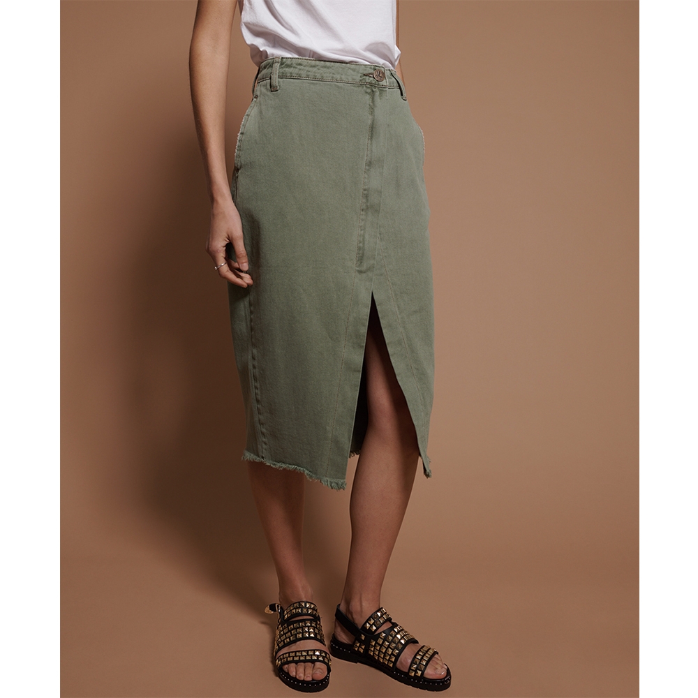 ONETEASPOON KHAKI SOCIETY SKIRT 牛仔短裙(女)