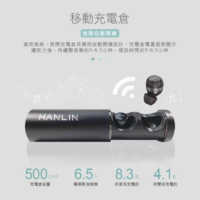 HANLIN 觸控防汗水超小藍牙耳機、真無線超快連