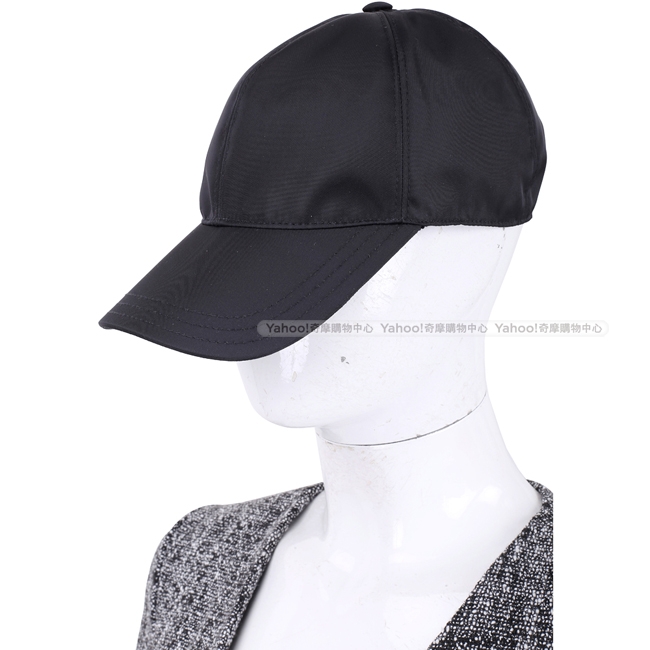 PRADA 經典三角牌尼龍棒球帽(黑色)