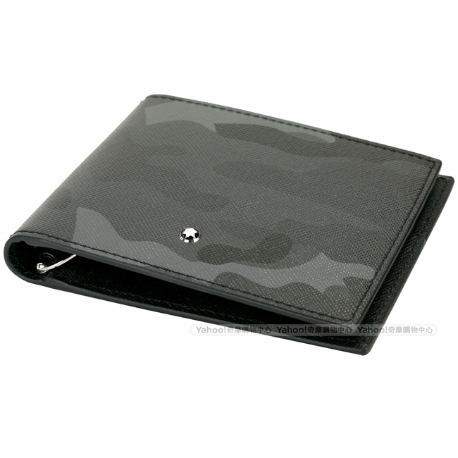 Mont Blanc 萬寶龍 Sartorial 防刮牛皮4卡對折短夾(迷彩灰)