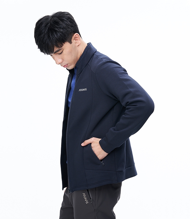 【ATUNAS 歐都納】男款素面百搭彈性保暖休閒外套A1-G1817M深藍