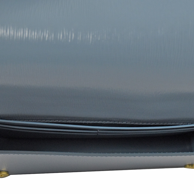 PRADA 金屬LOGO水波紋牛皮晚宴/手拿斜背包(淺藍)