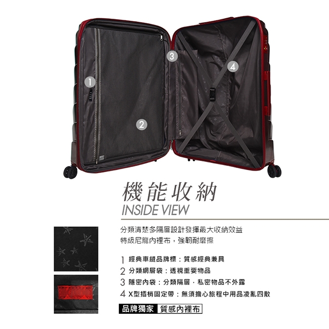 福利品 ELLE 法式V型鐵塔系列- 29吋純PC霧面防刮耐撞行李箱-野薔薇