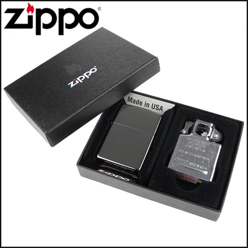 ZIPPO 美系~Black ice黑冰色鏡面打火機+煙斗機芯套組