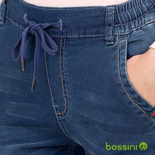 bossini女裝-束口牛仔褲藍色