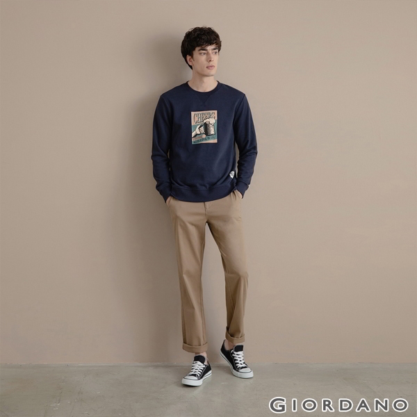 GIORDANO 男裝彈力斜紋棉窄管卡其褲 - 86 貂皮棕