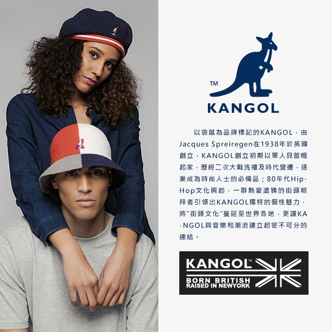 【KANGOL】Oversize小LOGO設計連帽上衣/帽T-男-灰