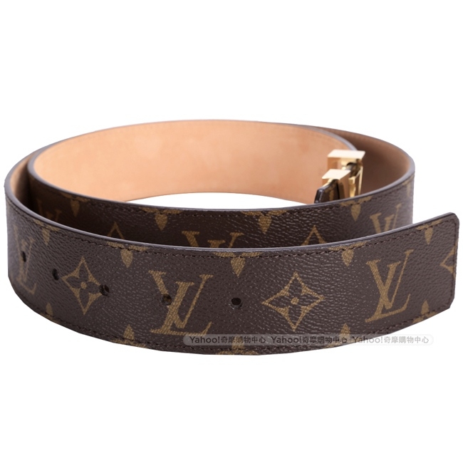 LV M9608T Initiales 40mm 經典字母金釦皮帶(咖啡色)