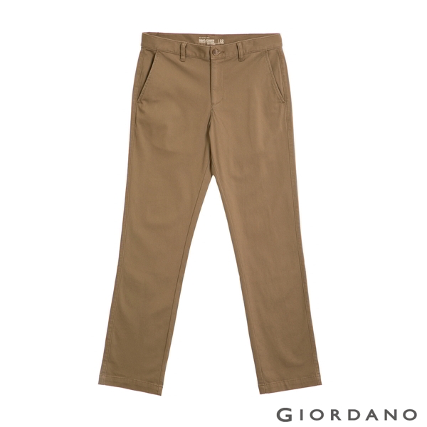 GIORDANO 男裝彈力斜紋棉窄管卡其褲 - 86 貂皮棕