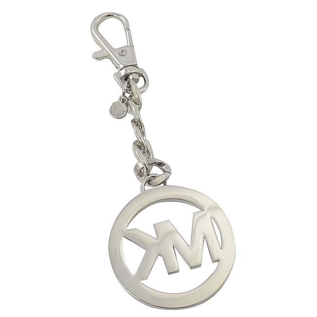 MICHAEL KORS KEY CHARMS圓型LOGO鑰匙圈吊飾(銀)