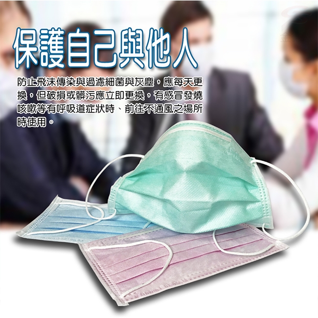 金德恩 台灣製造 拋棄式三層過濾防塵口罩(50片/️️️盒x8盒))