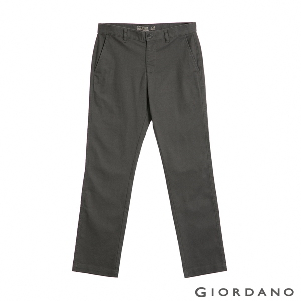 GIORDANO 男裝彈力斜紋棉窄管卡其褲 - 03 淺灰