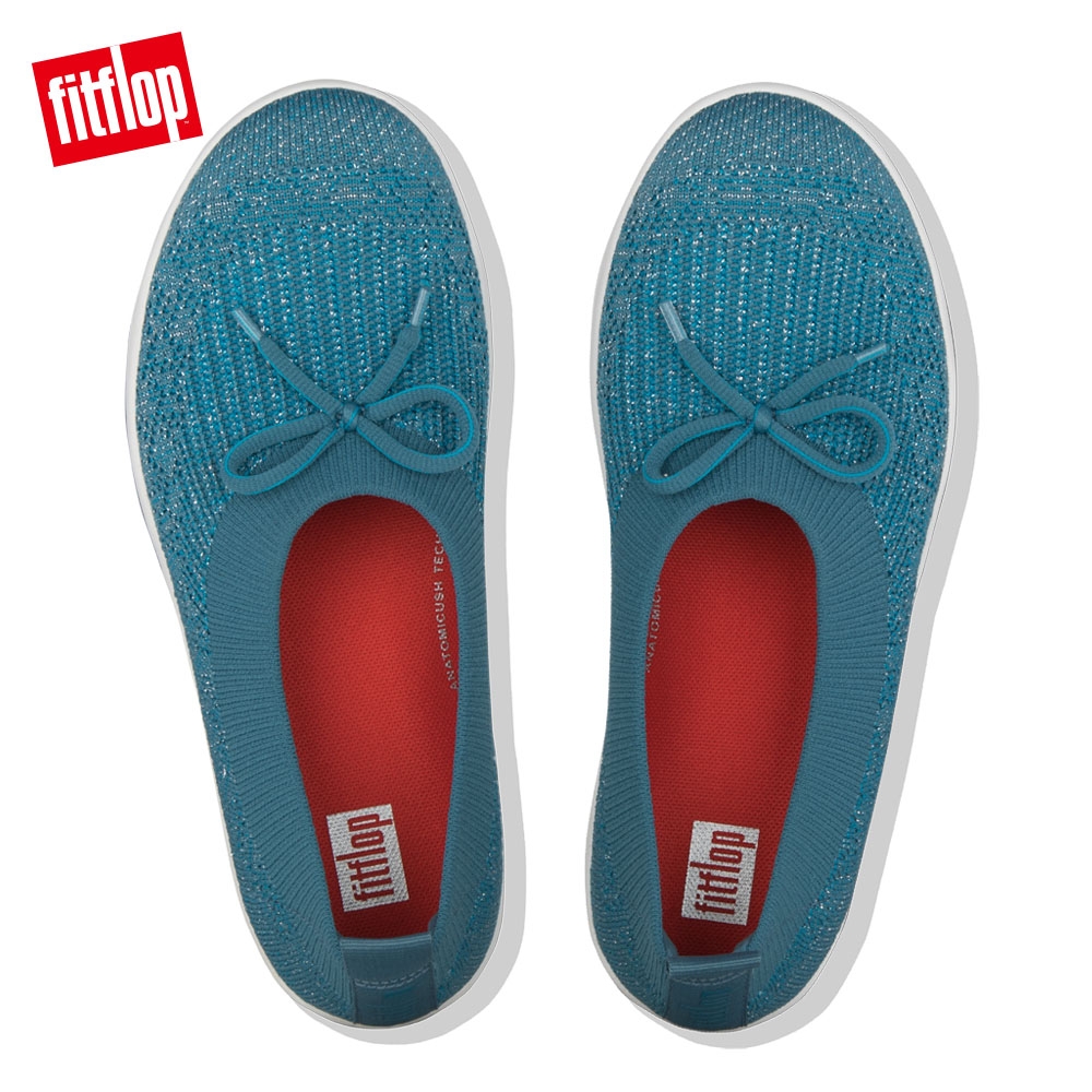 FitFlop ÜBERKNIT BOW BALLERINAS 休閒娃娃鞋 藍綠色