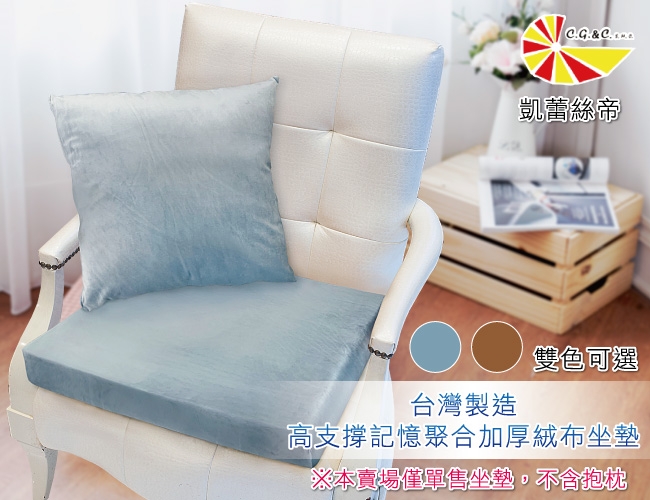 凱蕾絲帝-高支撐記憶聚合加厚絨布坐墊/沙發墊/實木椅墊55x55cm-淺藍(二入)