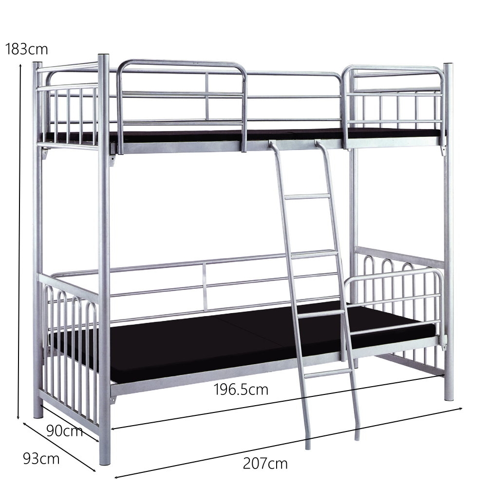 MUNA 3尺雙層鐵床(烤銀)(T1-10) 207X93X183cm