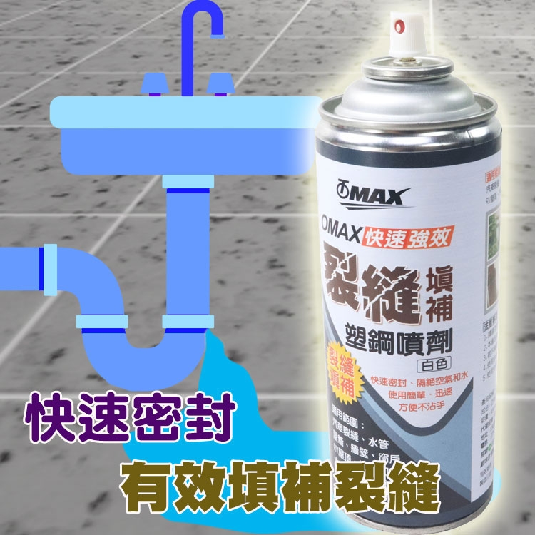 OMAX強效裂縫填補塑鋼噴劑+強效快速壁癌修補噴劑(組合包)