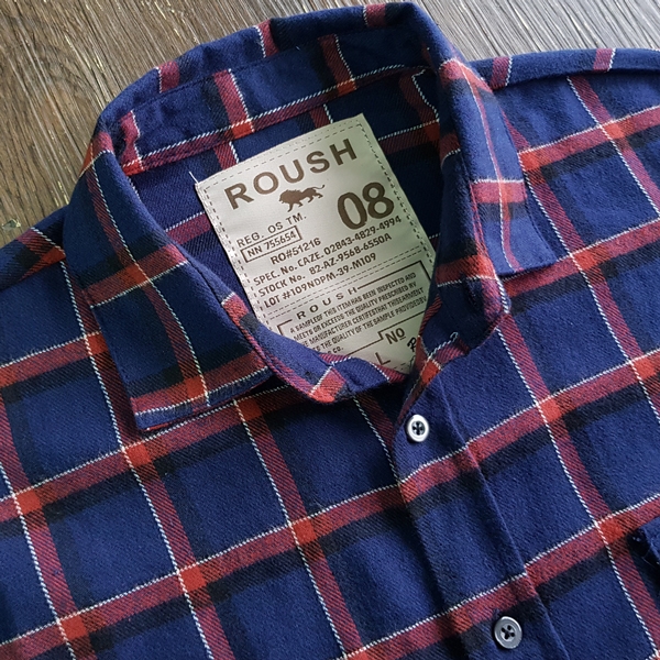 Roush 落肩設計法蘭絨格紋工裝襯衫(3色)