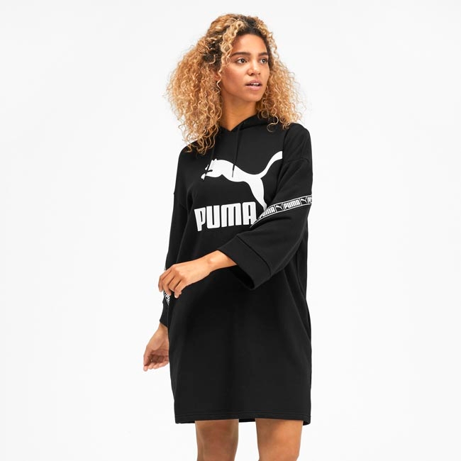 PUMA-女性流行系列TAPE連帽連身裙-黑色-歐規