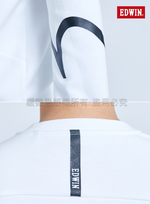 EDWIN EFS 厚磅3D剪裁 厚長袖T恤-男-白色