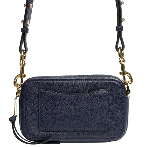 MARC JACOBS The Softshot The 21雙層拉鍊皮革肩背斜背包 海軍藍