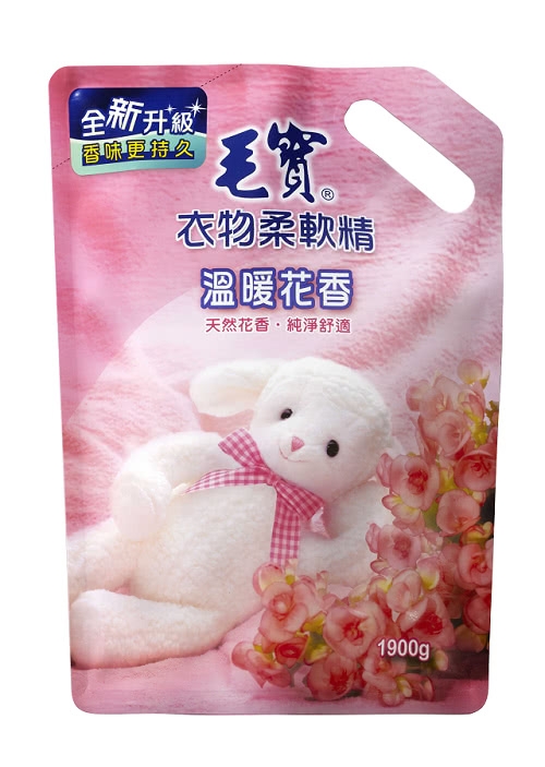 毛寶 衣物柔軟精-溫暖花香-補充包(1900gX6入/箱)