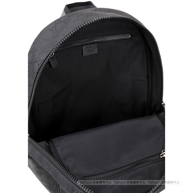 GUCCI 滿版經典緹花帆布後背包(黑色)