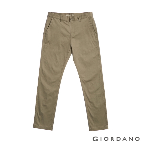 GIORDANO 男裝防皺彈力修身卡其褲 - 06 淺咖啡