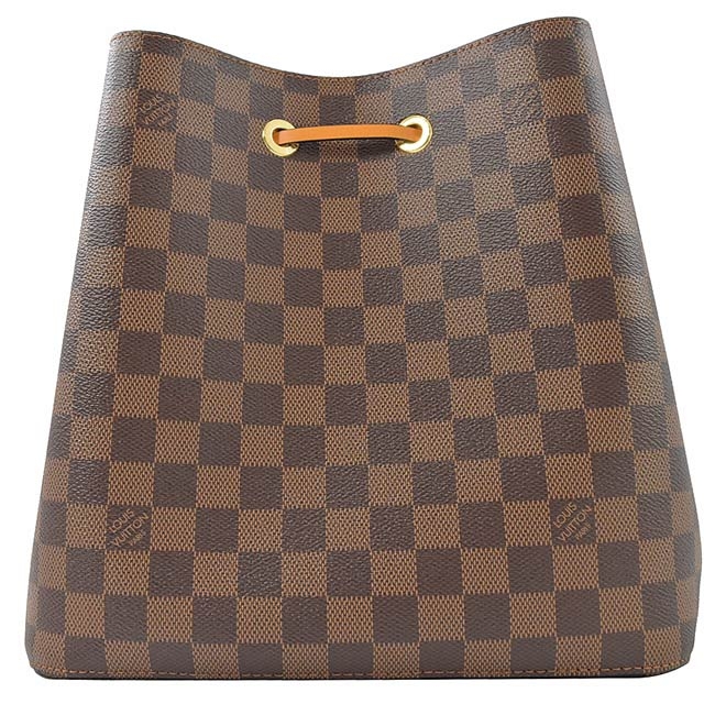 LV N40213 NEONOE 咖啡棋盤格紋水桶包(黃)