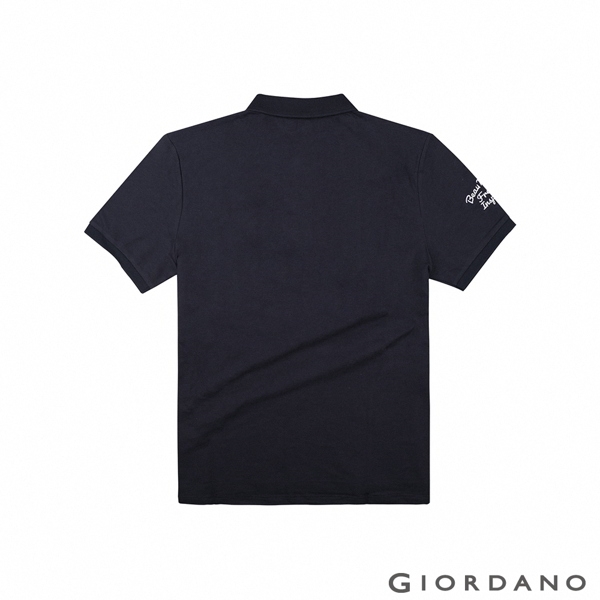 GIORDANO 男裝撞色企鵝刺繡彈性萊卡POLO衫 - 71 標誌海軍藍