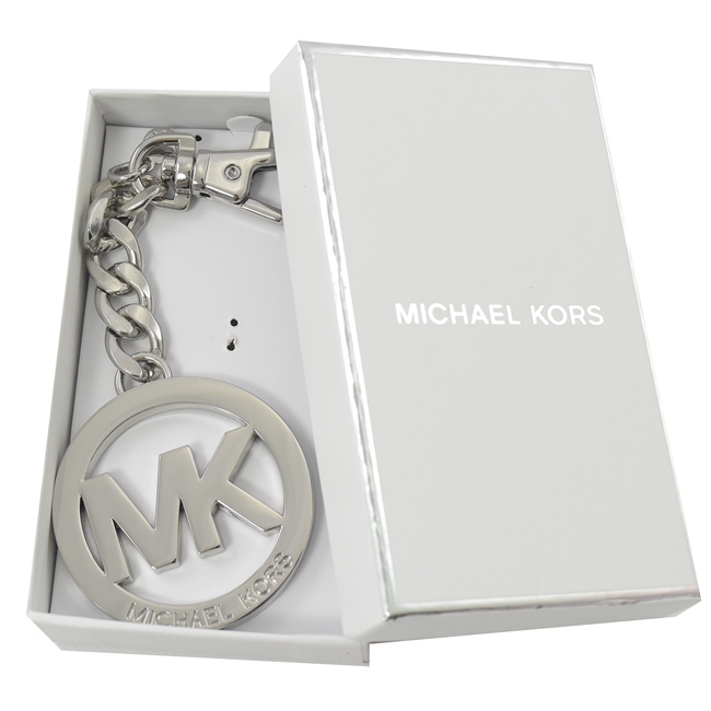 MICHAEL KORS KEY CHARMS圓型LOGO鑰匙圈吊飾(銀)