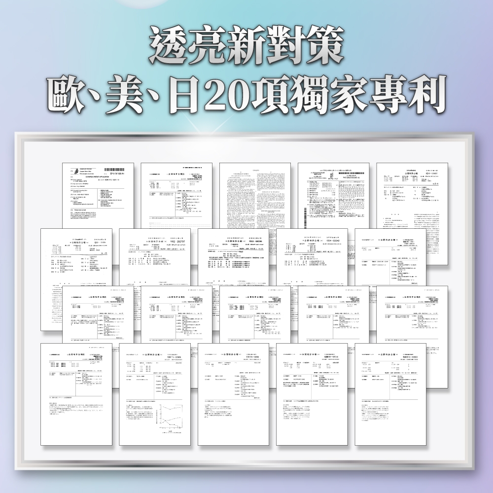 透亮新對策歐、美、日20項獨家專利