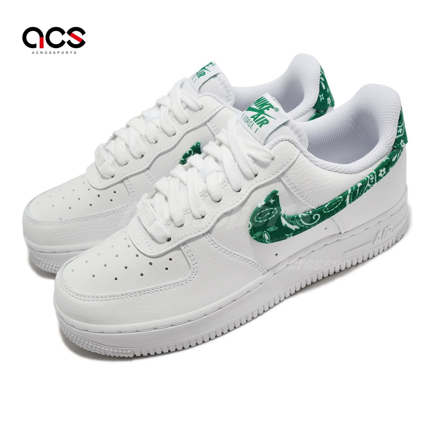 Nike 休閒鞋Wmns Air Force 1 07 ESS 女鞋白綠變形蟲腰果花AF1 DH4406