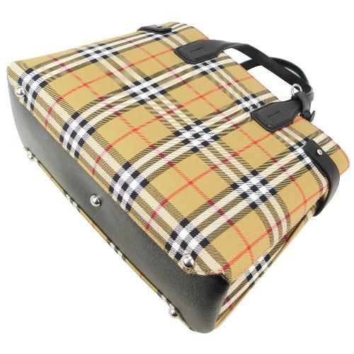 BURBERRY The Banner Vintage 格紋拼接手提/斜背包(中/卡其黑)