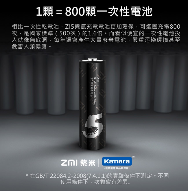 ZMI 紫米3號鎳氫充電電池AA512 (4入)