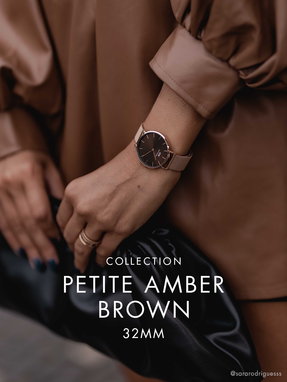 Daniel Wellington DW 手錶Petite Amber 32mm幻彩琥珀棕米蘭金屬錶