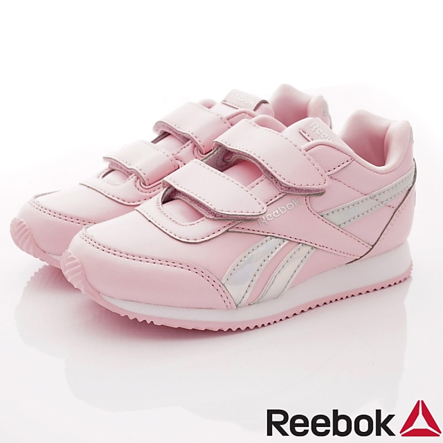 Reebok頂級童鞋 皮質炫銀邊飾運動鞋款 NI013粉(中小童段)