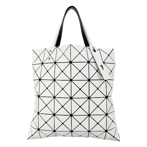 ISSEY MIYAKE 三宅一生 BAOBAO 斜紋三角方格6x6透光手提包-深灰