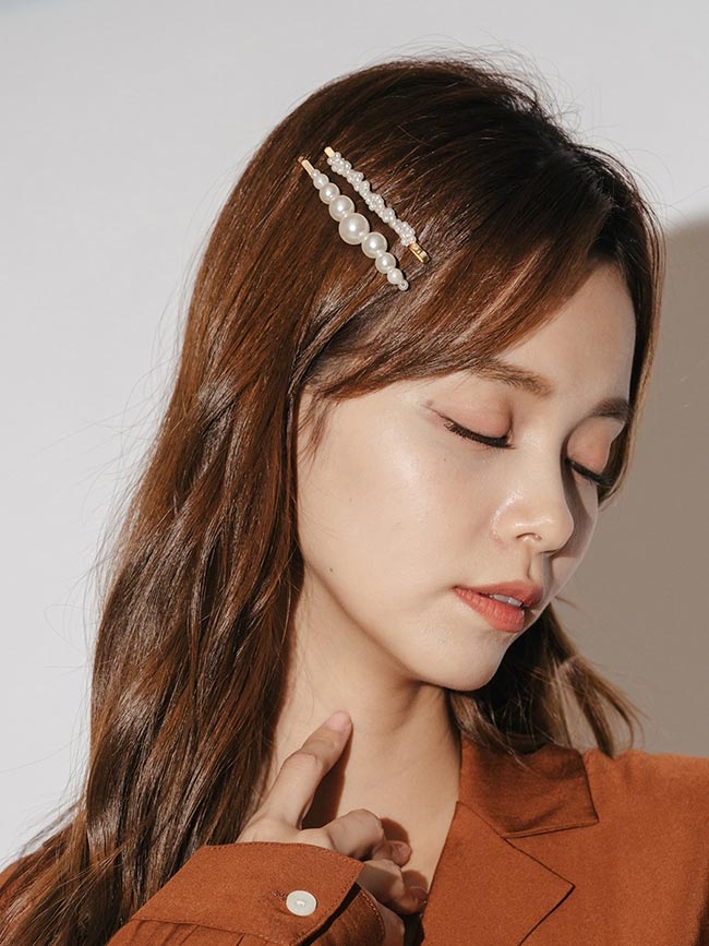 H:CONNECT 韓國品牌 配件 -氣質珍珠髮夾組-金