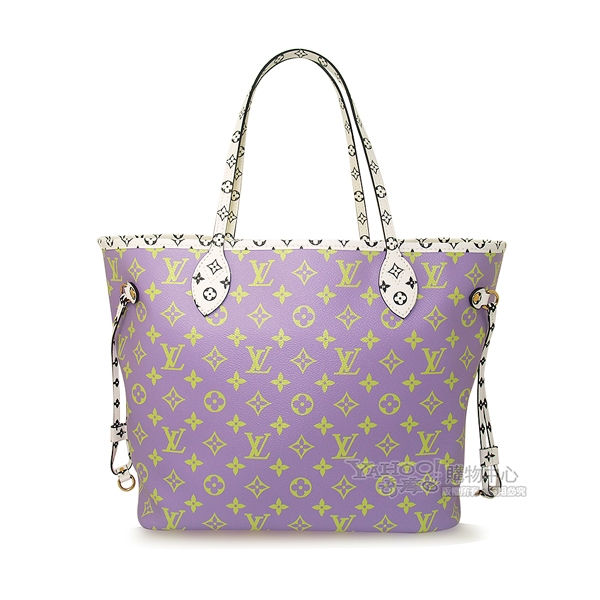 LV M44588 Monogram Neverfull MM 肩背購物包(中型/紫色)