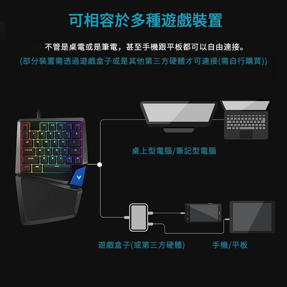 Rapoo 雷柏 V550RGB 35鍵 電競鍵盤(青軸)