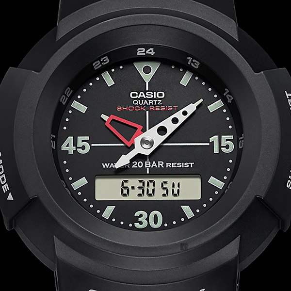 CASIO 卡西歐G-SHOCK 復刻ONE TONE雙顯計時手錶-黑AW-500E-1E | G 