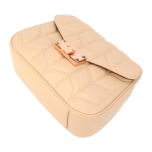 MICHAEL KORS PEYTON小羊皮鏈帶斜背包-大/粉膚