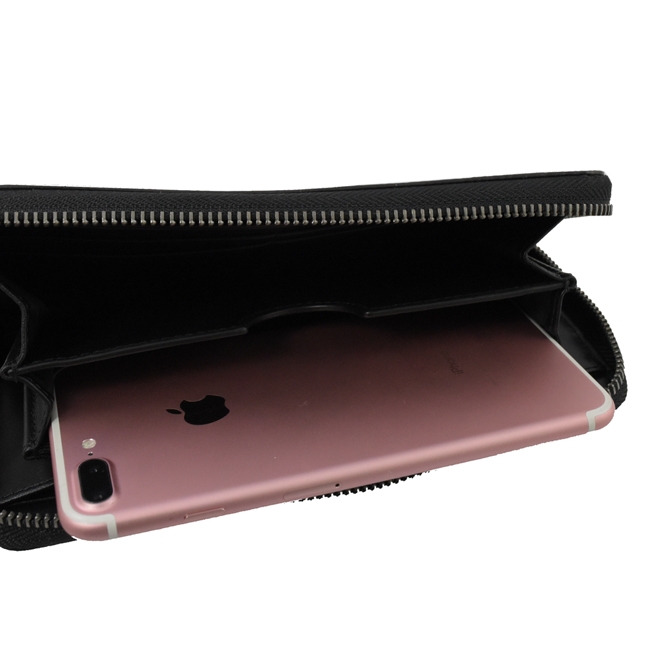 MICHAEL KORSKENT 雲彩防刮牛皮拉鍊長夾(藍黑)