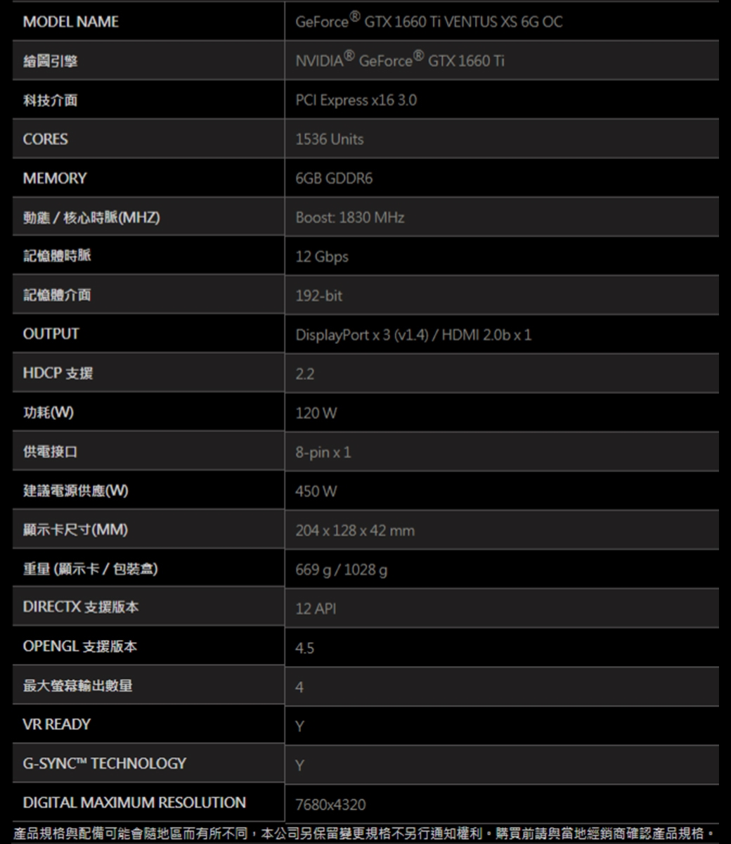 微星 GTX 1660 Ti VENTUS XS 6G+偉訓 GX-S 750W 金牌