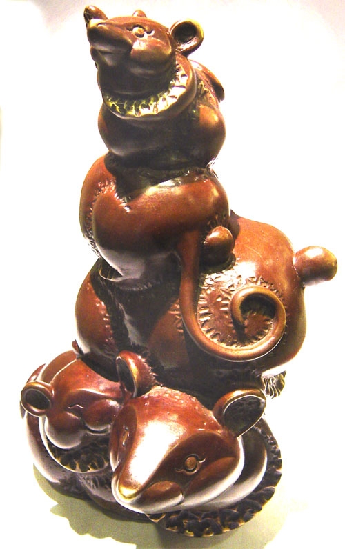 五子登科步步高升 雕塑大師羅廣維創作 鼠銅雕 禮品