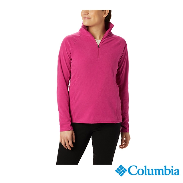 Columbia 哥倫比亞女款-半開襟刷毛上衣-桃紅 UAK11310