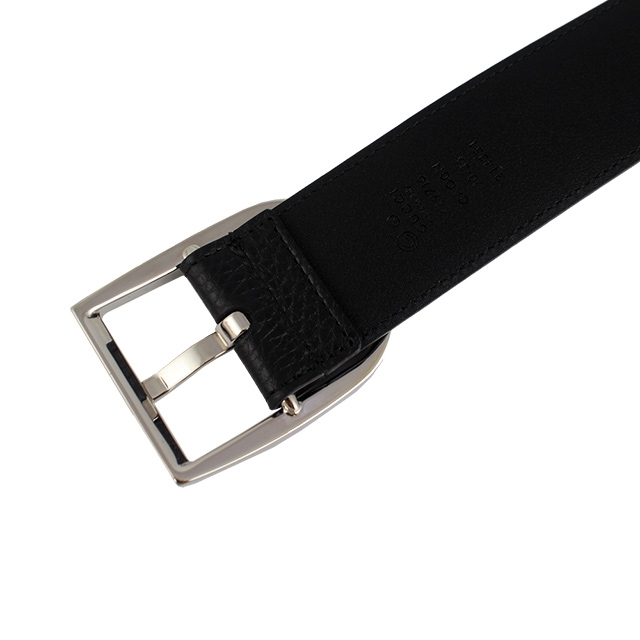 GUCCI 馬蹄鐵扣頭黑色荔枝紋皮帶(90cm)