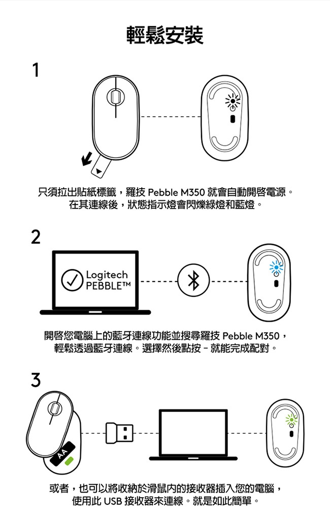 羅技 M350 鵝卵石無線滑鼠