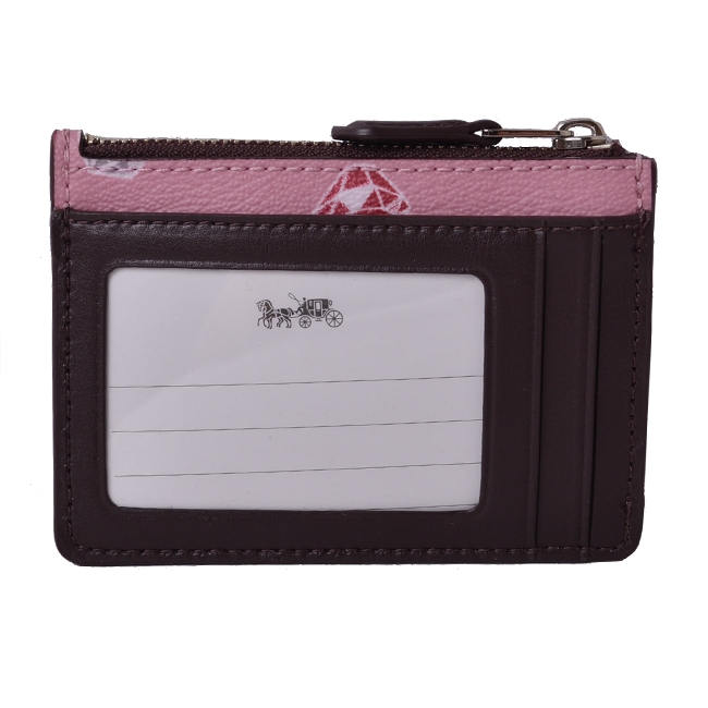 COACH迪士尼限量款燙銀馬車防刮牛皮紋卡夾/零錢鑰匙包-璀璨鑽石