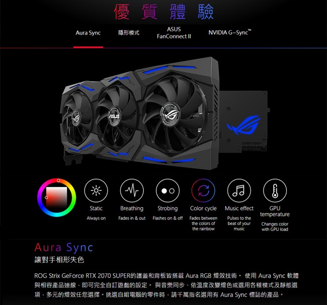 ASUS華碩 ROG STRIX RTX2070S A8G GAMING 顯示卡